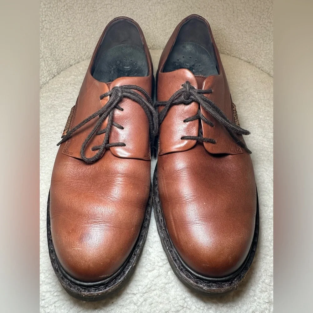 Mephisto men’s brown cognac leather oxfords shoes work office casual lace‎ up 9
